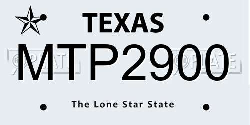 MTP2900 Texas License Plate