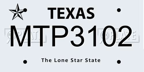 MTP3102 Texas License Plate