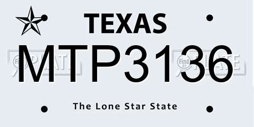MTP3136 Texas License Plate