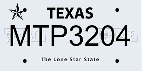 MTP3204 Texas License Plate