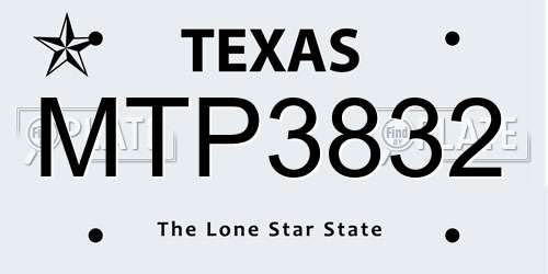 MTP3832 Texas License Plate