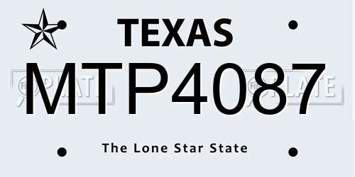 MTP4087 Texas License Plate