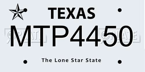 MTP4450 Texas License Plate