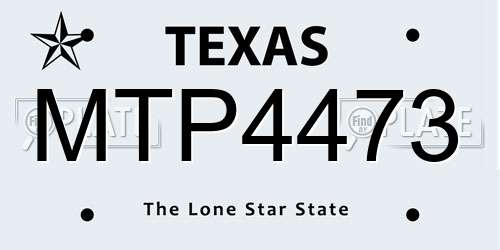 MTP4473 Texas License Plate