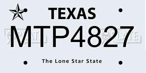 MTP4827 Texas License Plate