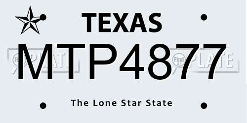 MTP4877 Texas License Plate