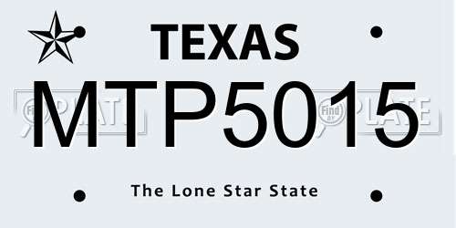 MTP5015 Texas License Plate