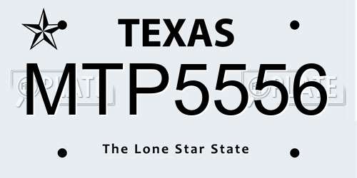 MTP5556 Texas License Plate