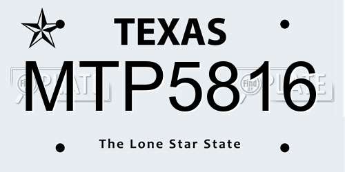 MTP5816 Texas License Plate