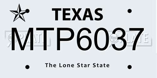 MTP6037 Texas License Plate