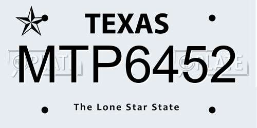 MTP6452 Texas License Plate