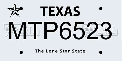 MTP6523 Texas License Plate