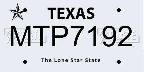 MTP7192 Texas License Plate