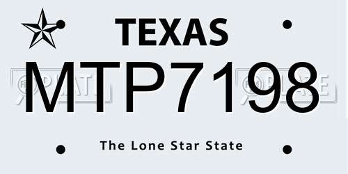 MTP7198 Texas License Plate