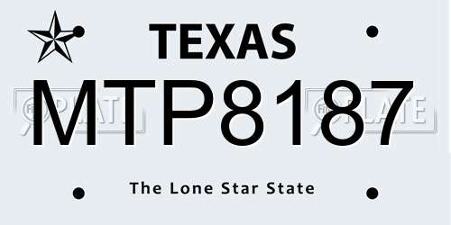 MTP8187 Texas License Plate