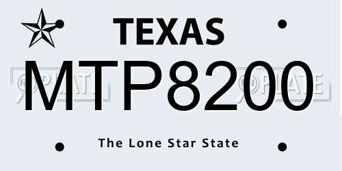 MTP8200 Texas License Plate
