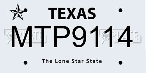 MTP9114 Texas License Plate