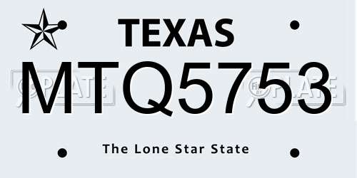 MTQ5753 Texas License Plate