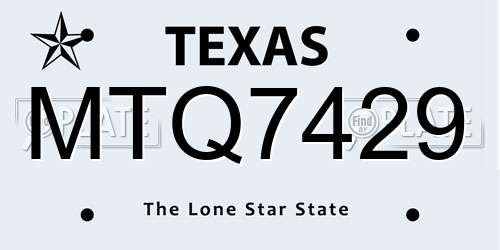 MTQ7429 Texas License Plate