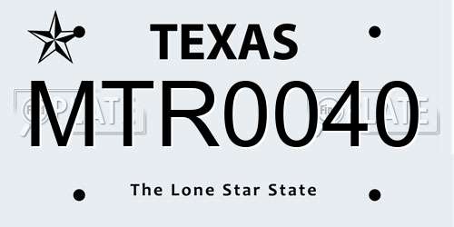 MTR0040 Texas License Plate