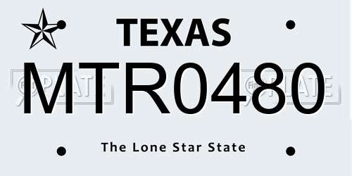 MTR0480 Texas License Plate