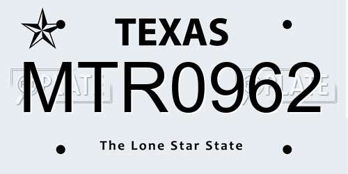 MTR0962 Texas License Plate