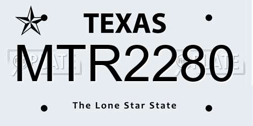 MTR2280 Texas License Plate
