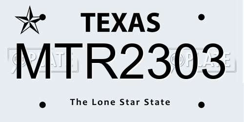 MTR2303 Texas License Plate