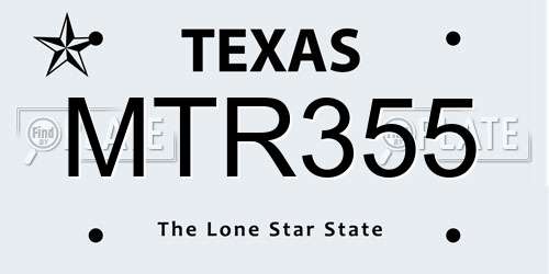 MTR355 Texas License Plate