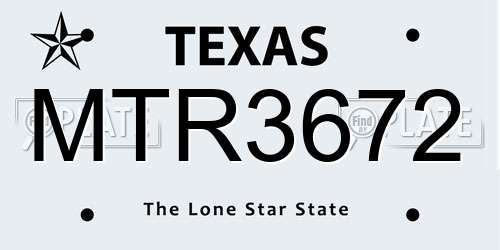 MTR3672 Texas License Plate