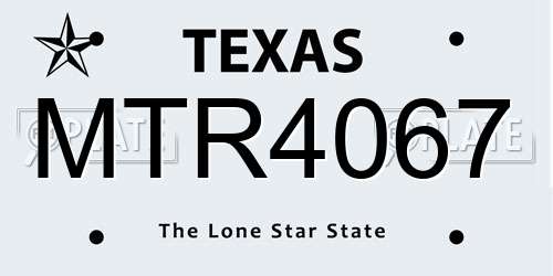MTR4067 Texas License Plate