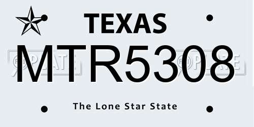 MTR5308 Texas License Plate