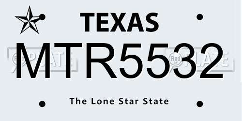 MTR5532 Texas License Plate