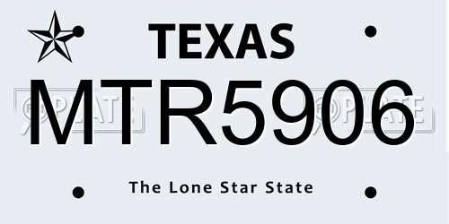 MTR5906 Texas License Plate