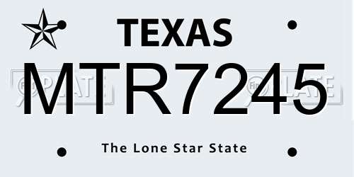 MTR7245 Texas License Plate
