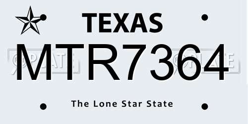 MTR7364 Texas License Plate