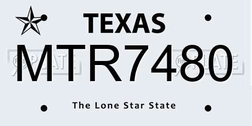 MTR7480 Texas License Plate