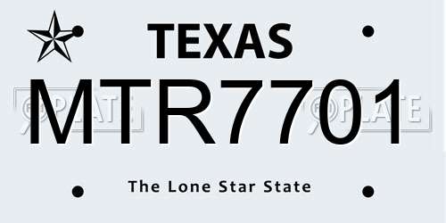 MTR7701 Texas License Plate