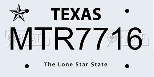 MTR7716 Texas License Plate