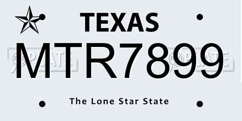 MTR7899 Texas License Plate