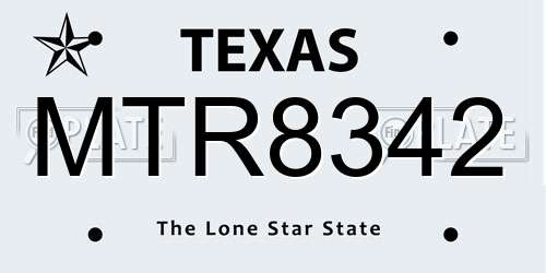 MTR8342 Texas License Plate