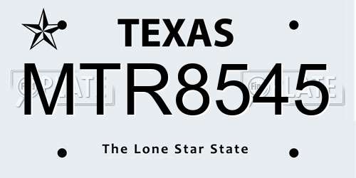 MTR8545 Texas License Plate