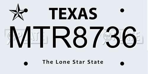 MTR8736 Texas License Plate