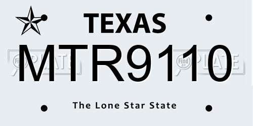MTR9110 Texas License Plate