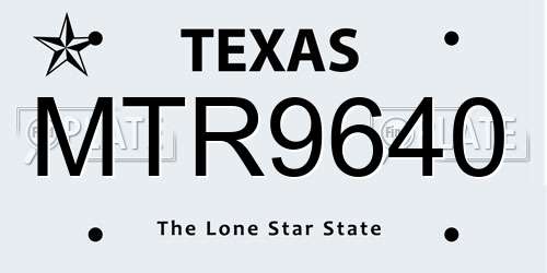 MTR9640 Texas License Plate