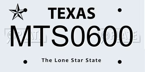 MTS0600 Texas License Plate