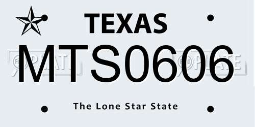 MTS0606 Texas License Plate