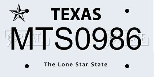 MTS0986 Texas License Plate