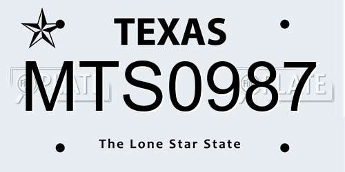 MTS0987 Texas License Plate