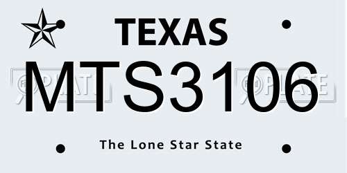 MTS3106 Texas License Plate